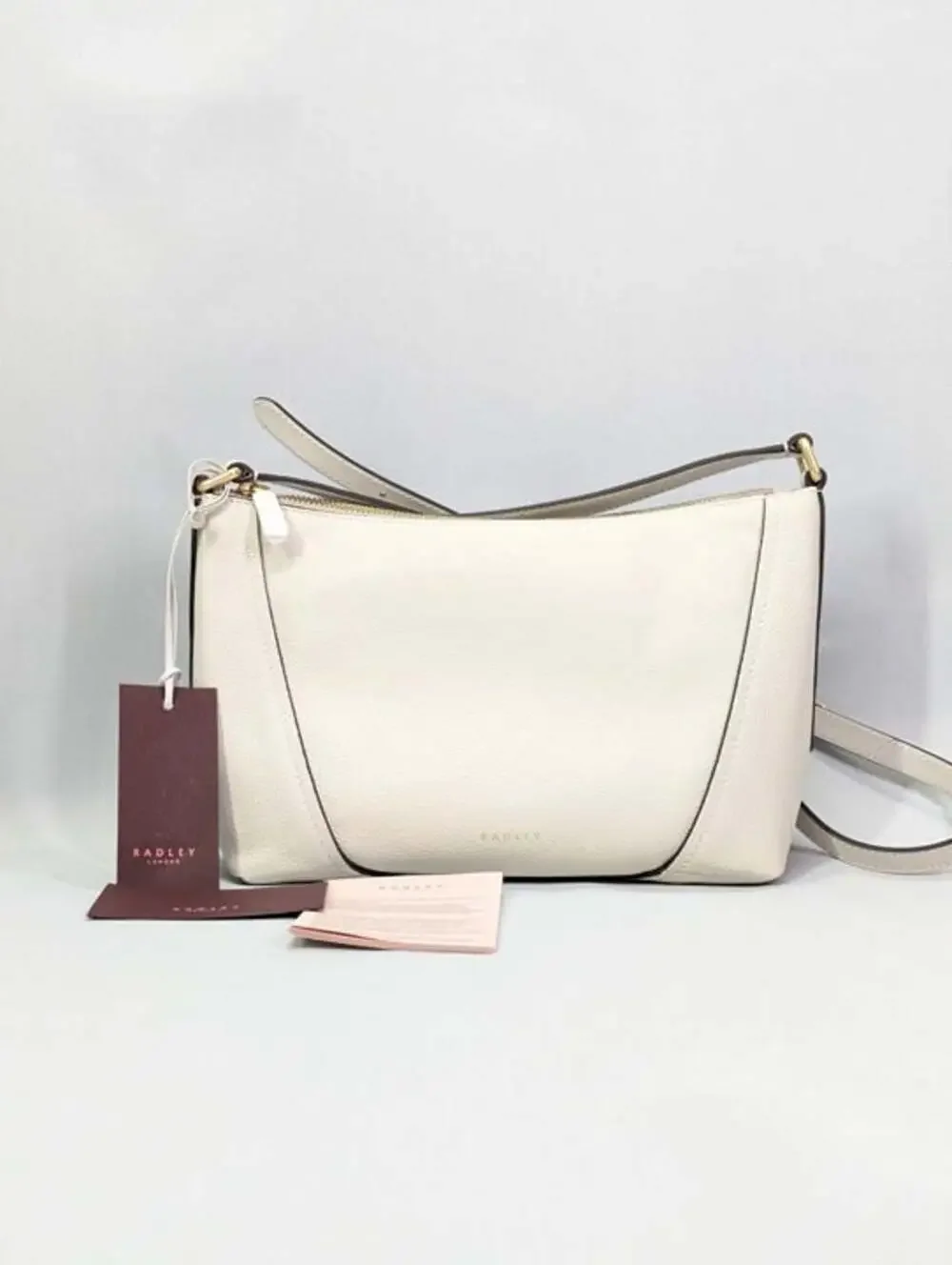 Radley London Kendal Terrace Small Leather Crossbody Bag Chalk (MSRP $248)